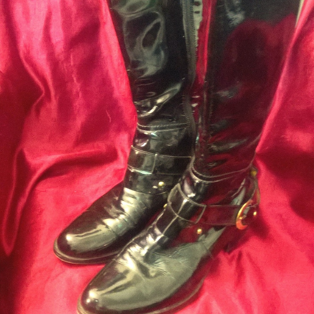 SAM EDELMAN Kailee Black Leather Harness Boots
